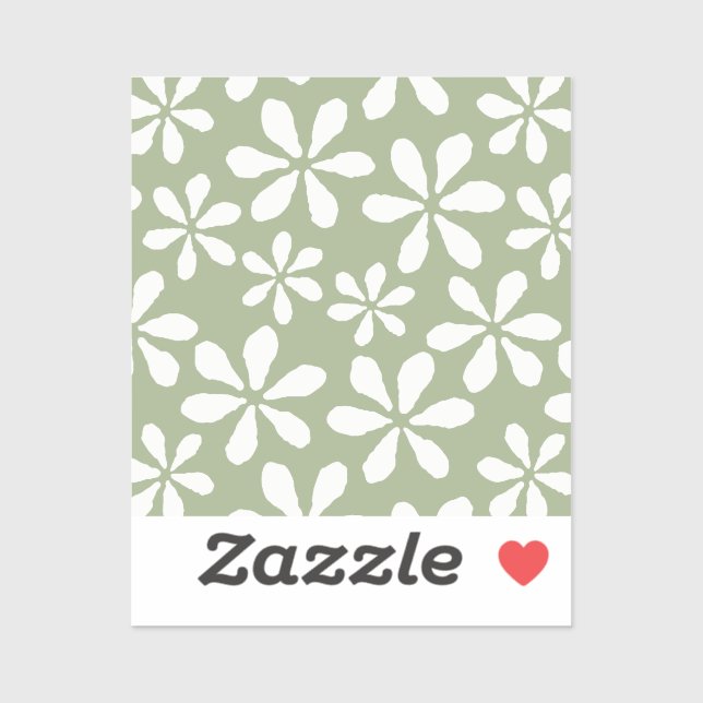Modern Flower Pattern Sage Green Chic Girly Floral Sticker (Sheet)