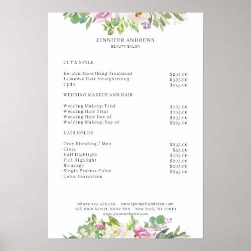 Modern Flower Price List Poster