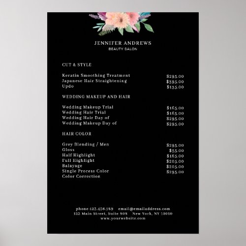 Modern Flower Price List Poster