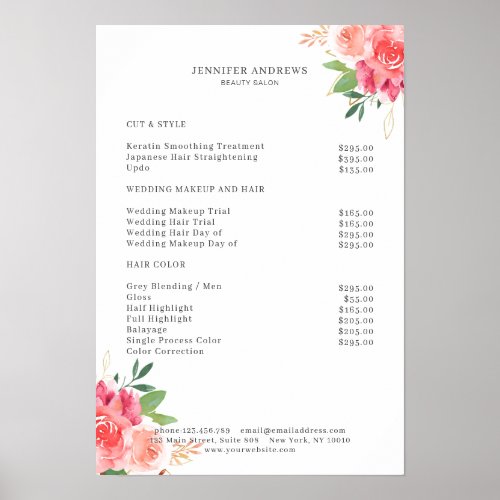 Modern Flower Price List Poster