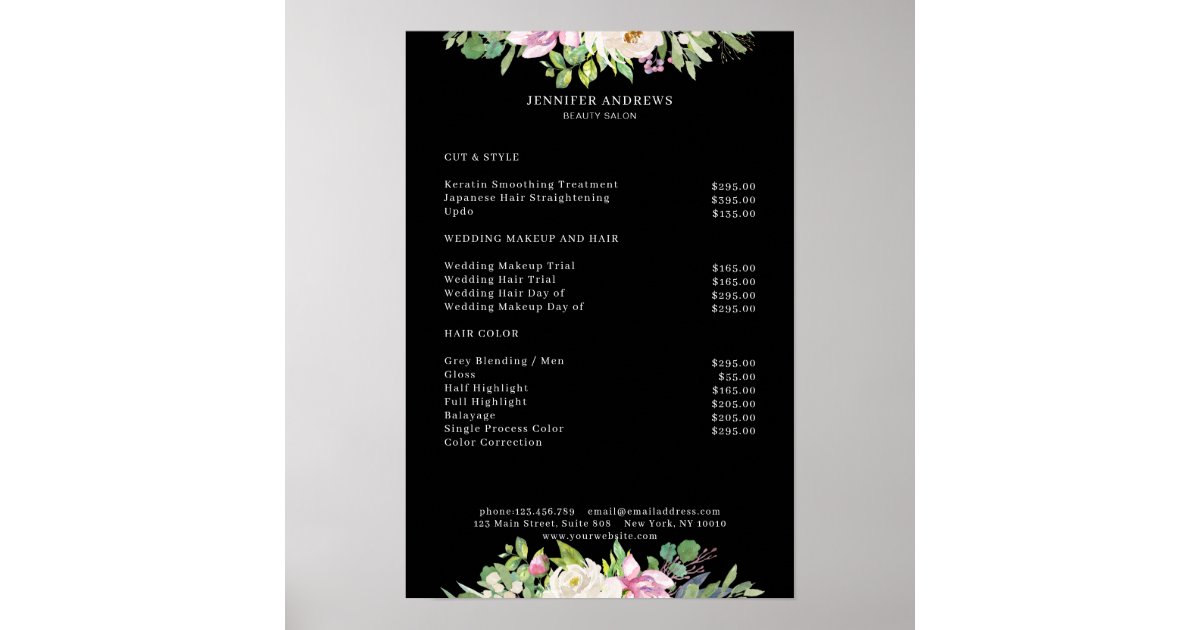 Modern Flower Price List Poster Zazzle