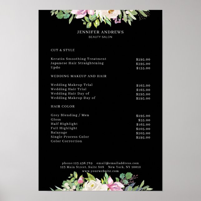 Modern Flower Price List Poster (Front)