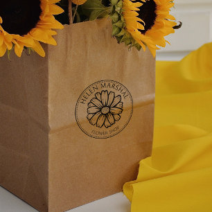 Modern Flower Shop, Custom Small Business Large  Rubber Stamp