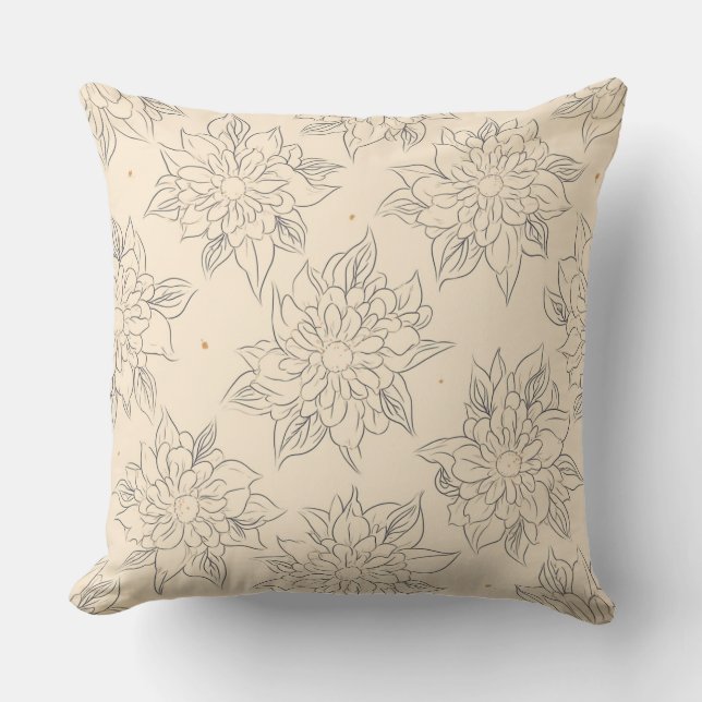 Modern Flower Throw Pillow C (Front)