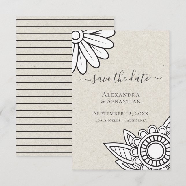 Modern Flower Typography Save The Date Wedding Invitation (Front/Back)