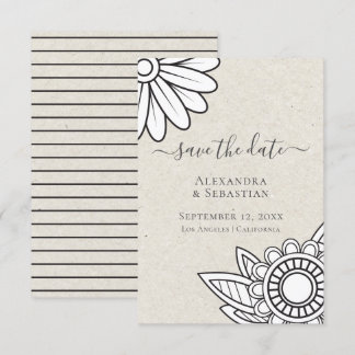 Modern Flower Typography Save The Date Wedding Invitation