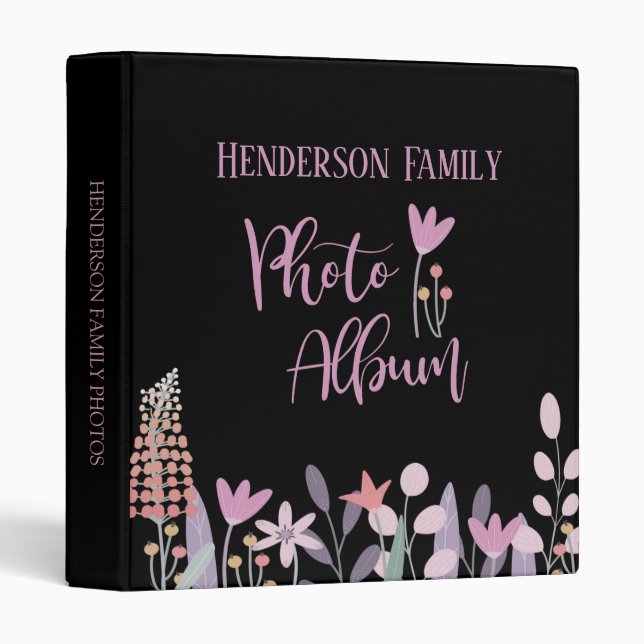 Modern Flowered Family Photo Album 3 Ring Binder (Front/Spine)