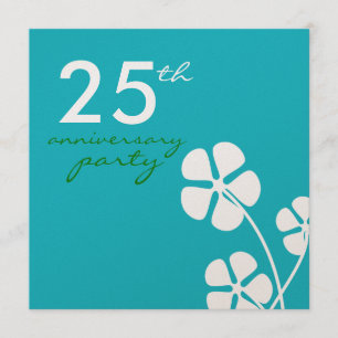 Modern Flowers 25th Wedding Anniversary Invitation