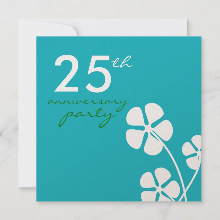 Modern Flowers 25th Wedding Anniversary Invitation Zazzle