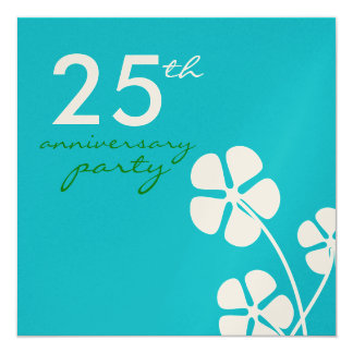 Modern Flowers 25th Wedding Anniversary Invitation