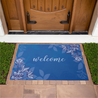 Modern Flowers And Leaves Doormat
