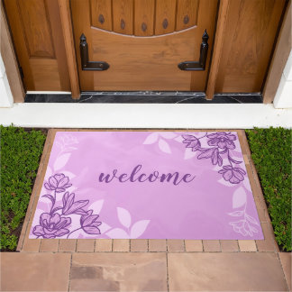 Modern Flowers And Leaves Doormat