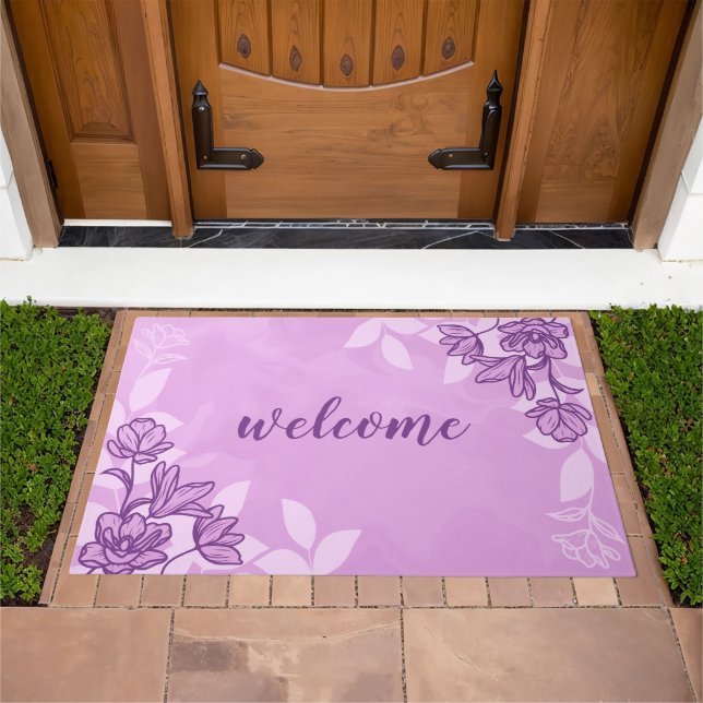 Modern Flowers And Leaves Doormat (Outdoor)