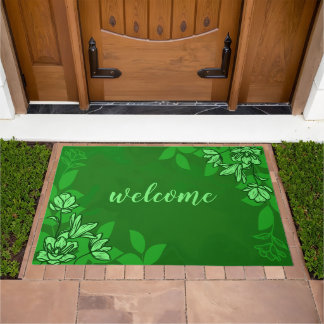 Modern Flowers And Leaves Doormat