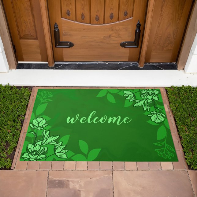 Modern Flowers And Leaves Doormat (Outdoor)