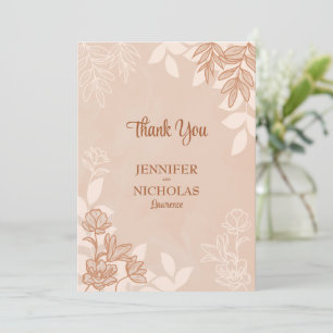 Modern Flowers And Leaves Ornaments for Wedding Thank You Card