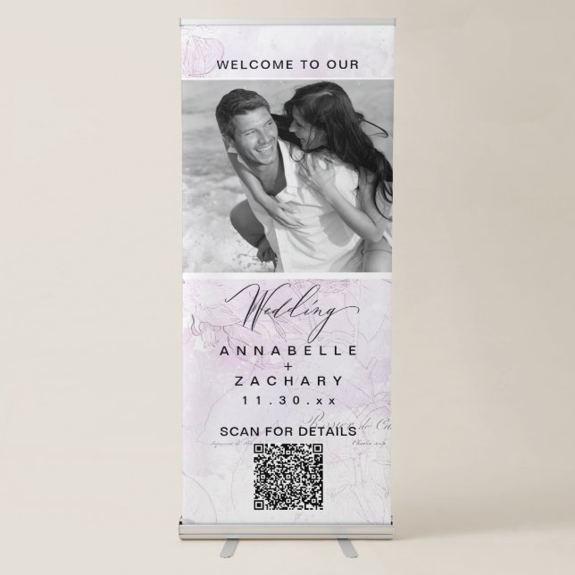 *~* Modern Flowers AR26 Romantic Mint Wedding  Retractable Banner (Front)