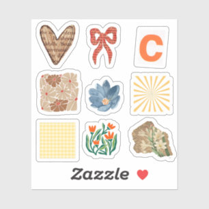 Modern flowers Bow and pattern Scrapbooking Sticker