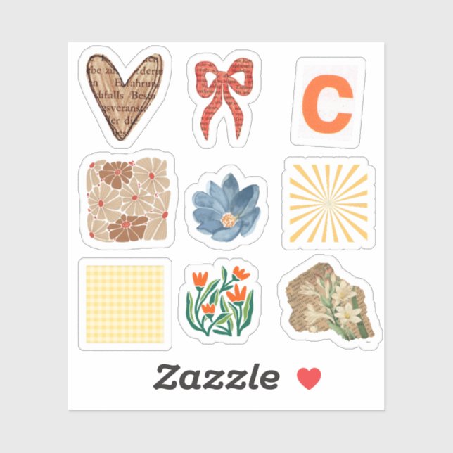 Modern flowers Bow and pattern Scrapbooking Sticker (Sheet)