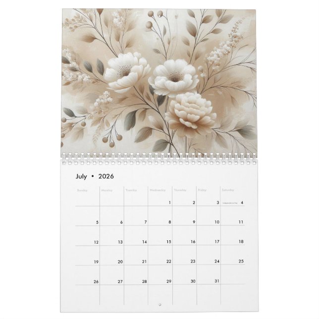 Modern Flowers Calendar (Jul 2026)
