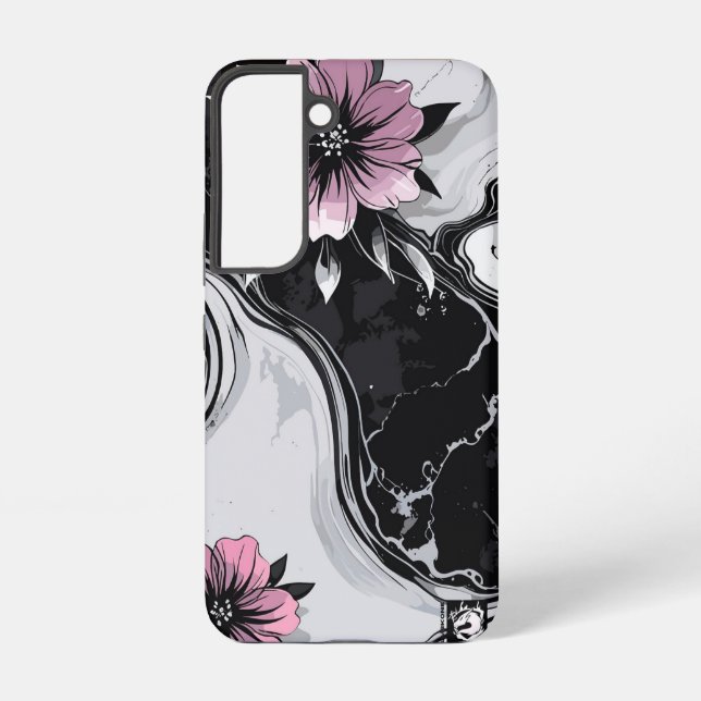 Modern Flowers Marble Samsung Galaxy Case (Back)