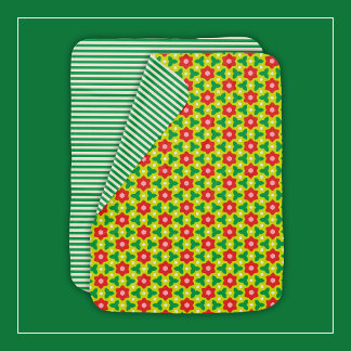 Modern Flowers on Green and Red Geometric Floral Baby Blanket