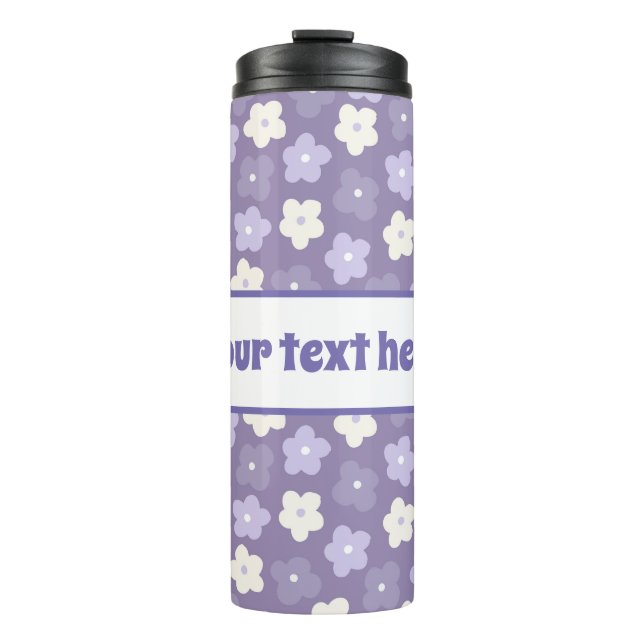 Modern Flowers Purple Personalized Thermal Tumbler (Front)