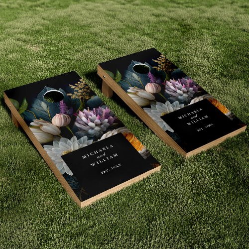 Modern Flowers WeddingAnniversary Names  Year Cornhole Set