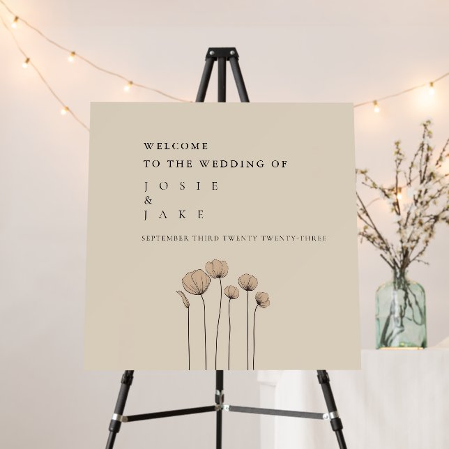 Modern flowers Wedding Welcome sign (In Situ (Stand))