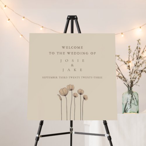 Modern flowers Wedding Welcome sign