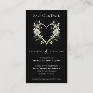 Modern Flowers with a Heart-Save the Date- Business Card
