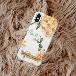 Modern Flowers Yellow & Kraft Personalized Gift iPhone XS Case