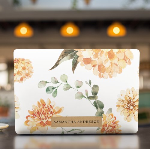 Modern Flowers Yellow  Kraft Personalized Gift HP Laptop Skin