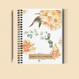Modern Flowers Yellow &amp; Kraft Personalized Gift Notebook