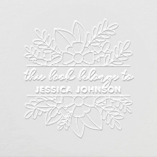 Modern Flowery Custom Name Library Book Embosser (Design)