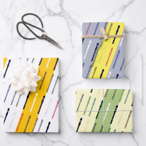 Modern Flute Simple Cool Music Minimal Flutist Wrapping Paper Sheets