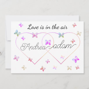 modern flying butterflies heart invitation