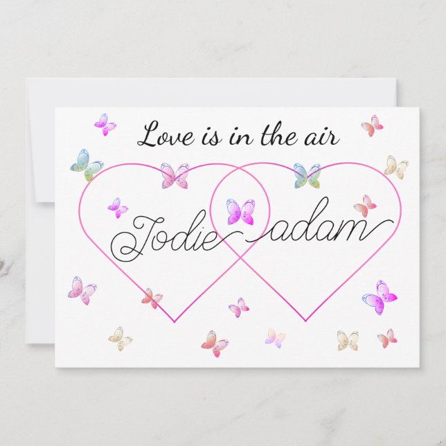 modern flying butterflies heart invitation (Front)