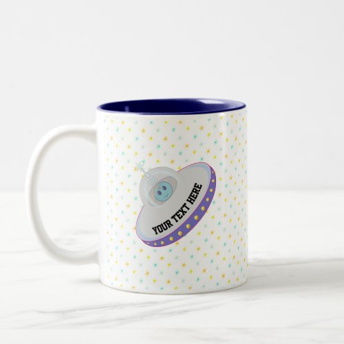 Modern flying saucer  stars Two_Tone coffee mug