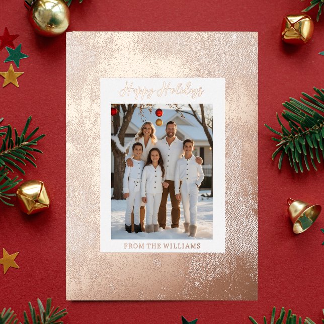 Modern Foil Christmas Card Template Holiday White (Creator Uploaded)