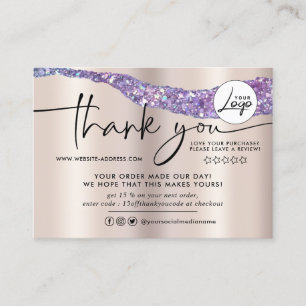 Modern Foil & Glitter Order Thank You Business Card