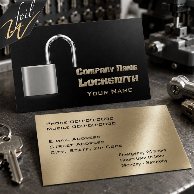 Modern Foil Locksmith Open Lock Business Cards (Creator Uploaded)