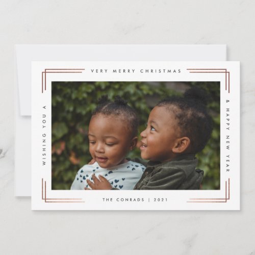 Modern foil merry Christmas photo card one picture