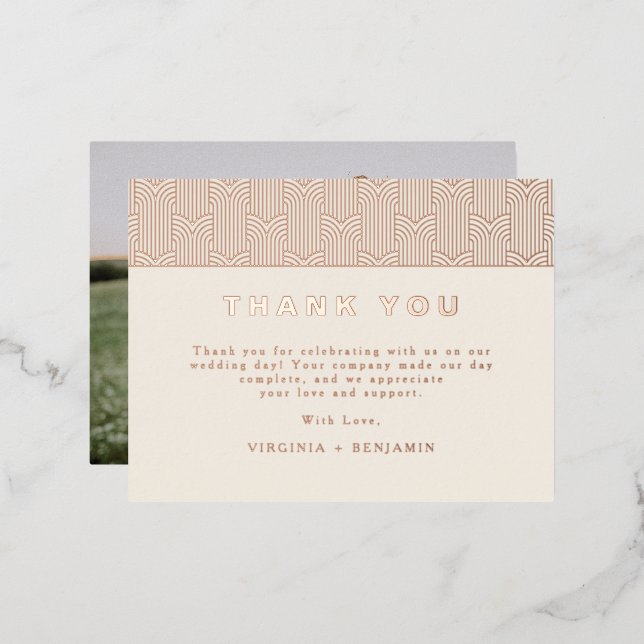 Modern Foil Photo Thank You Card (Front/Back)
