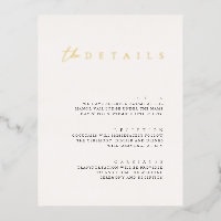 Modern Foil White Wedding Details Enclosure Card
