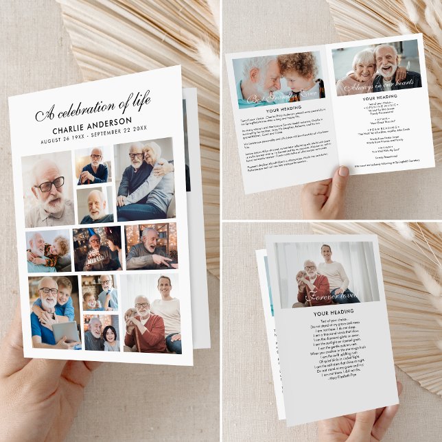 Modern Folded 14-Photo Memorial/Funeral Program (Creator Uploaded)