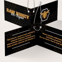 Modern Folded Honey Black Clothing Hang Tag Card