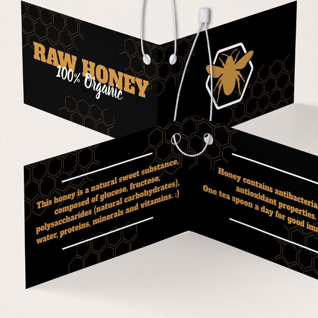 Modern Folded Honey Black Clothing Hang Tag Card (Creator Uploaded)