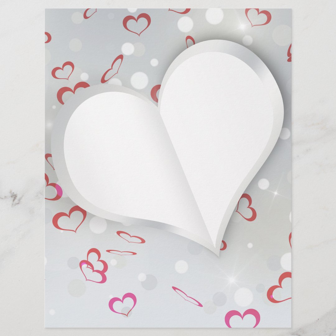 Modern Folded Paper Heart - Letterhead | Zazzle