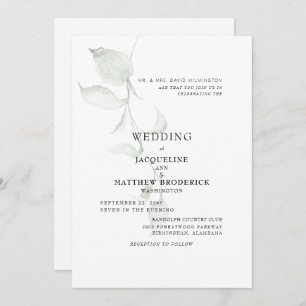 Modern Foliage Bride Parents Wedding  Invitation